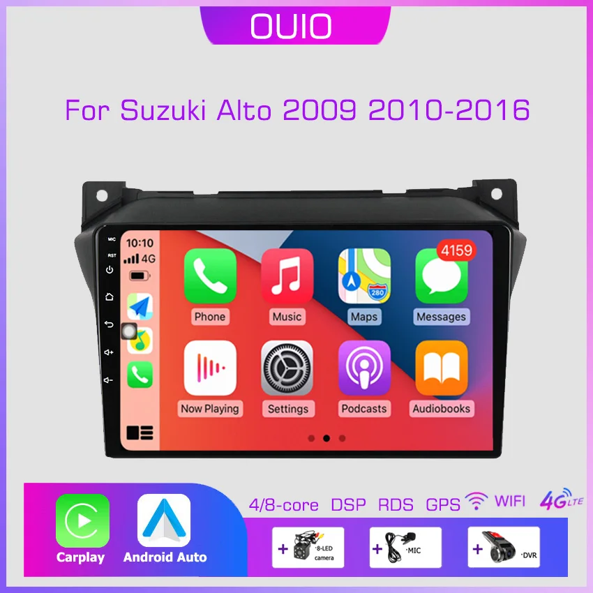 2din Android10 Car Radio Multimedia Player Carplay Auto GPS Navigation DSP BT RDS For Suzuki Alto 2009 2010 2011 2012-2016