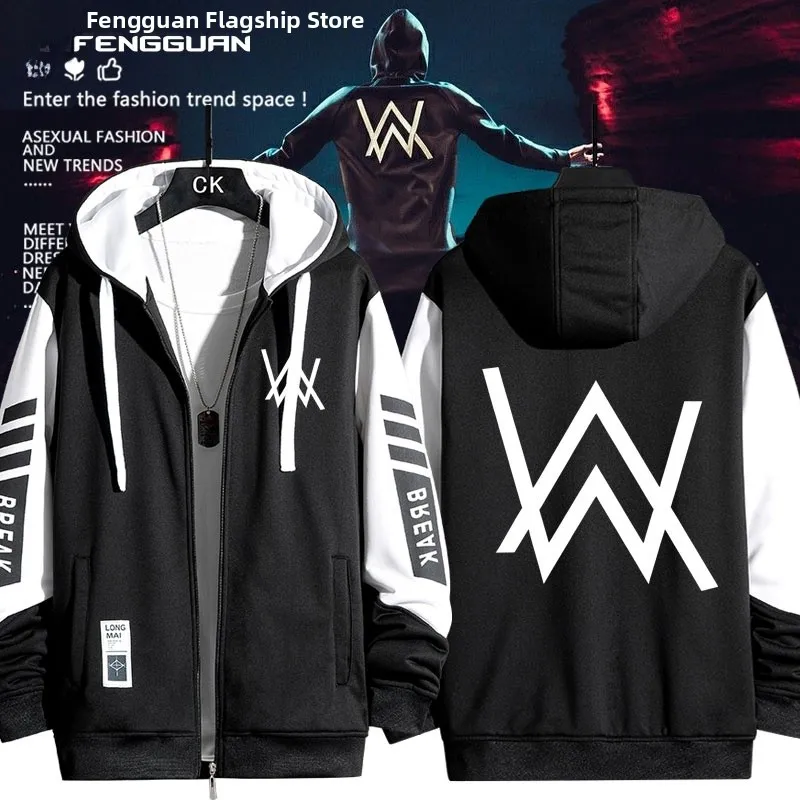 

Толстовка-худи Alan Walker Street Sle на молнии, свободного кроя, повседневная, из полиэстера, с длинными рукавами, для мужчин и женщин