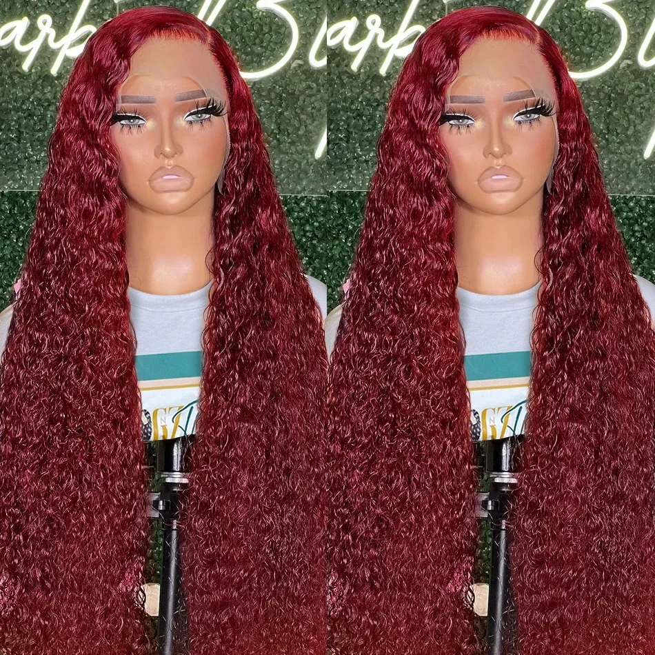 Deep Wave 99J Burgundy 13x4 Lace Frontal Wig Human Hair 13x6 HD Lace Front Wigs Red Wine Water Curly Wigs With Baby Hair