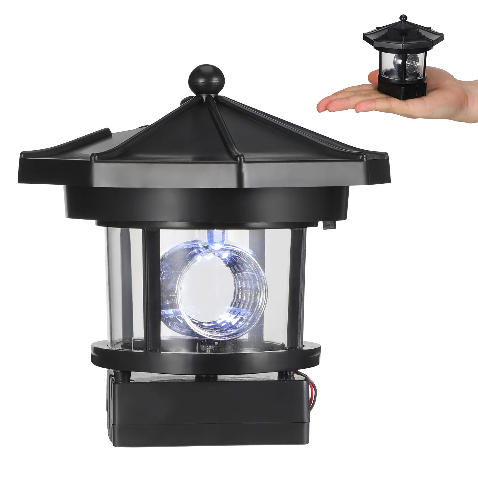 1Pcs Solar Rotating Lighthouse Lamp Outdoor Decorative Landscape Light LED Garden Courtyard Solar Powered Revolving Light