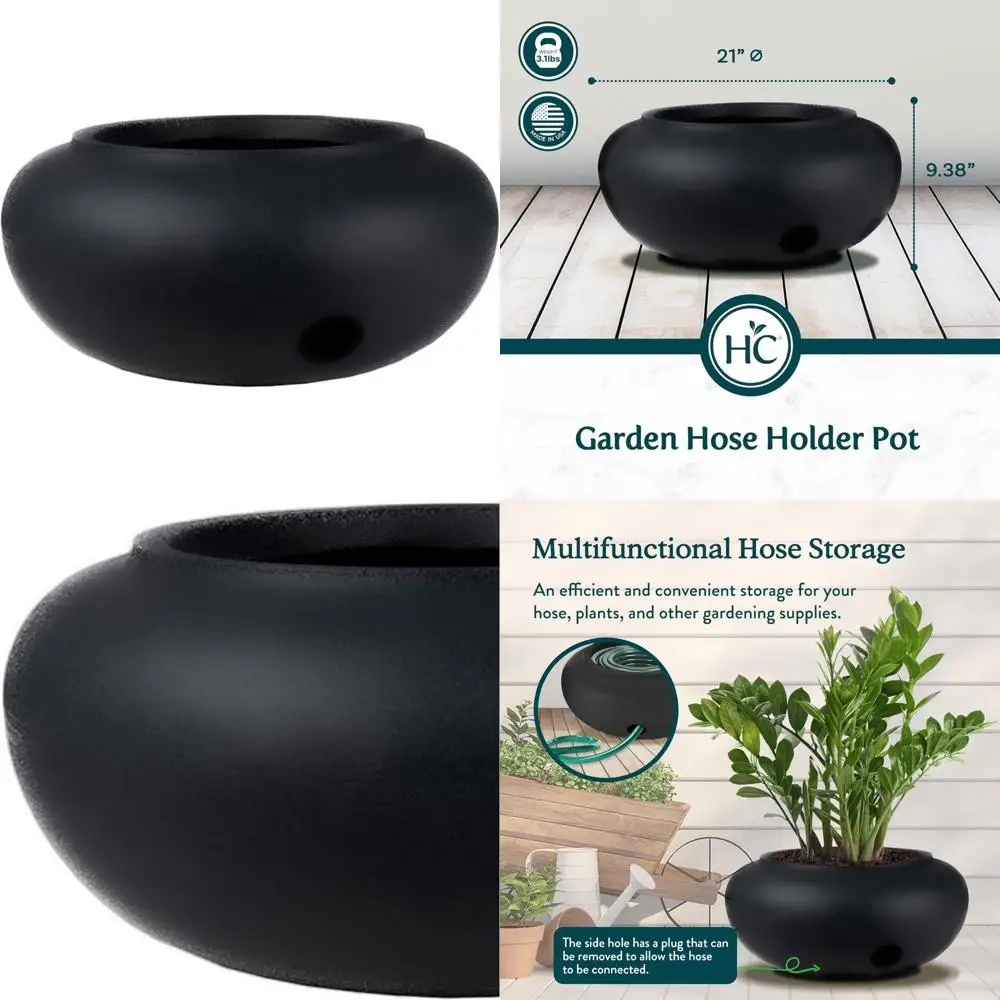 

Durable 21 Inch Lightweight Plastic Garden Hose Pot with 100-Foot Capacity Storage for Yard Decorative Use