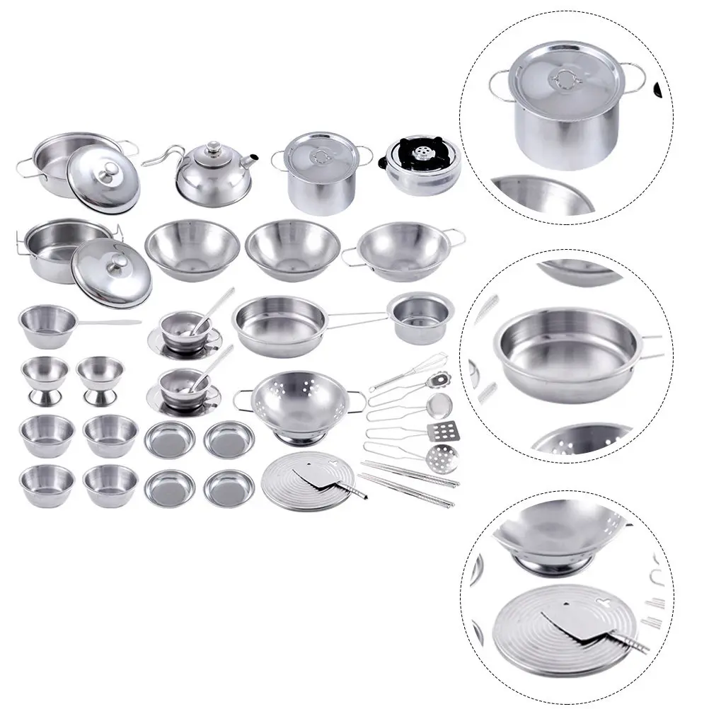 

40Pcs Kitchenware Play Set Realistic Cooking Utensils Educational Role Play for Kids Development
