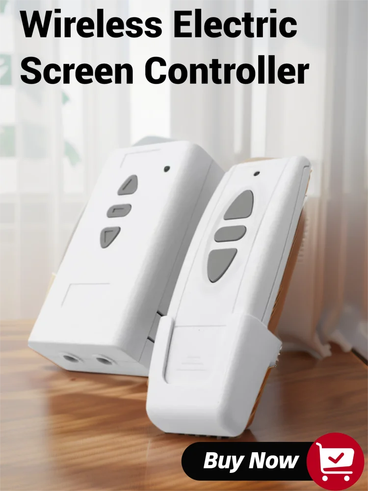 

Remote Control Electric Screen Controller Smart Home Motorized Projection Curtain Rising Decline Switch Control Includ Battery
