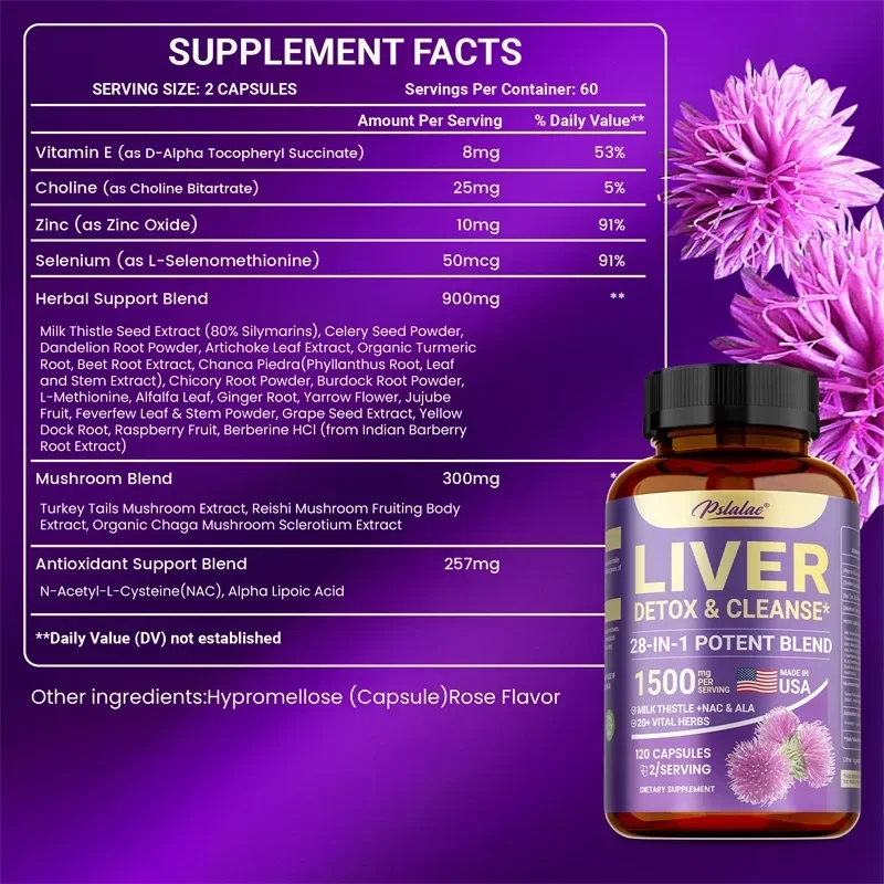 28-in-1 Liver Cleanse Detox & Repair - with Artichoke, Dandelion, for Kidney Health, Liver Cleanse, Detox & Repair - Image 2