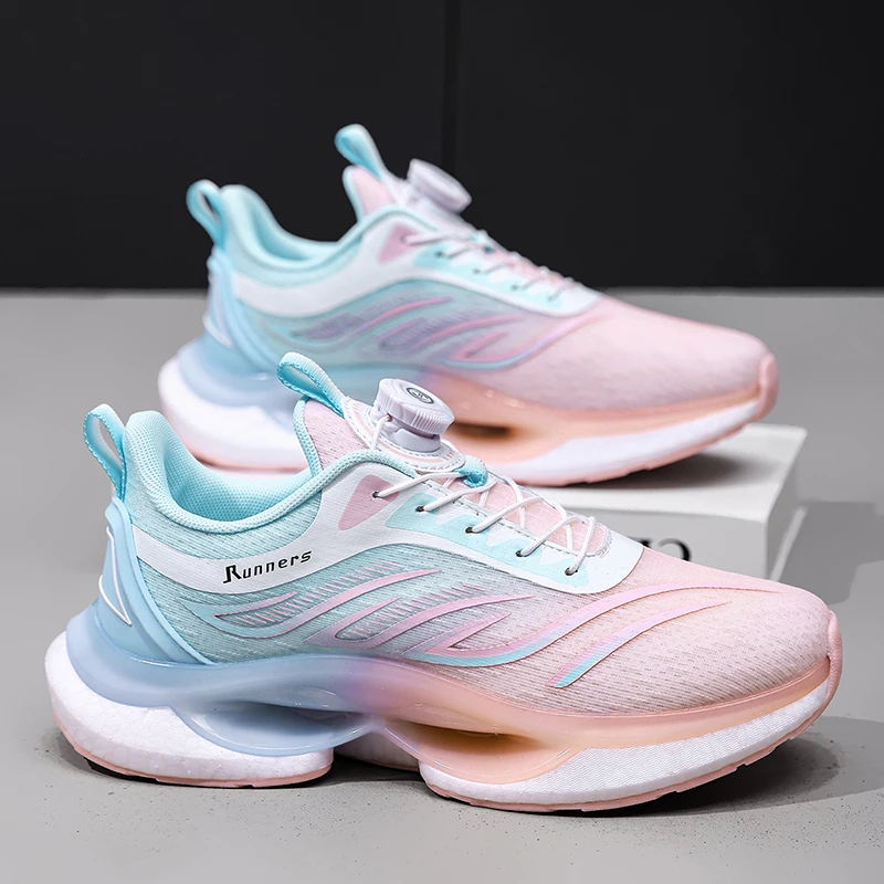 

Women Sports Shoes New Mesh Rotating Buckle Running Shoes Breathable Thick Sole Comfortable Fashion Breathable Tennis Shoes