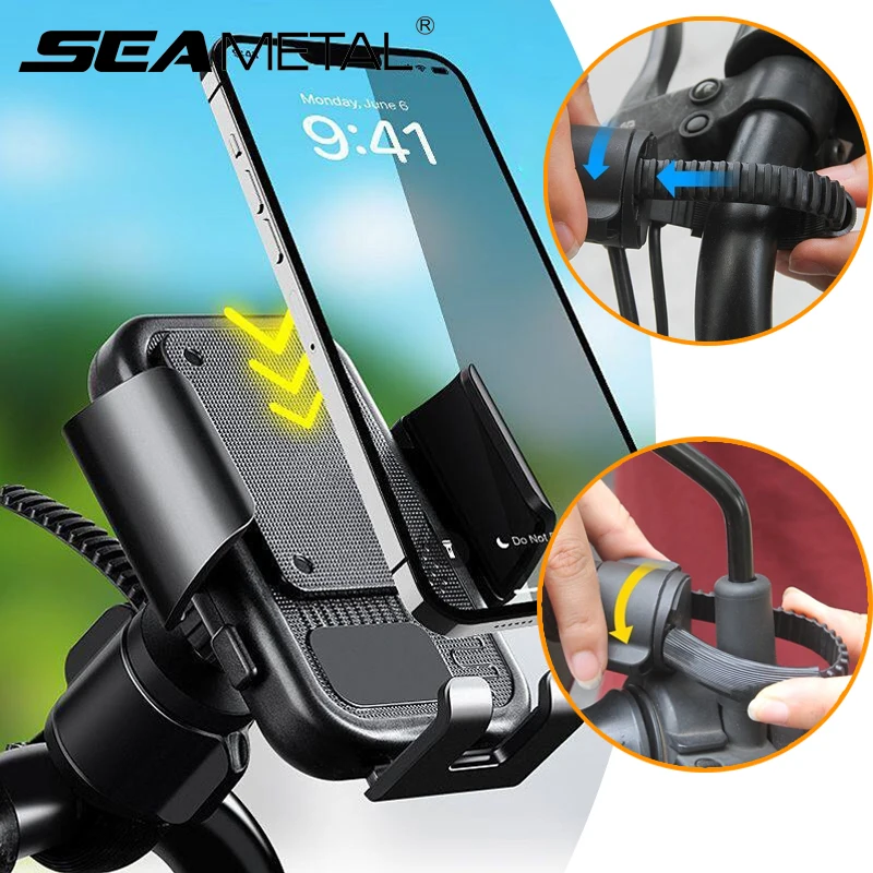 

SEAMETAL Universal 360 Rotatable Mobile Phone Holder Shockproof Navigation Phone Stand for Bicycle Motorcycle Bike Safe Riding