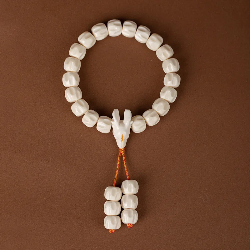 Natural antler passion bracelet, hand-held Buddhist beads, cypress seed, deer head, three-way joint, bone and horn