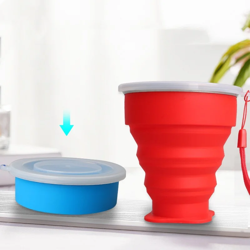 Kubek na wodę BPA FREE Food Grade składane kubki podróżne silikonowe chowane kolorowe przenośne filiżanki do kawy na zewnątrz