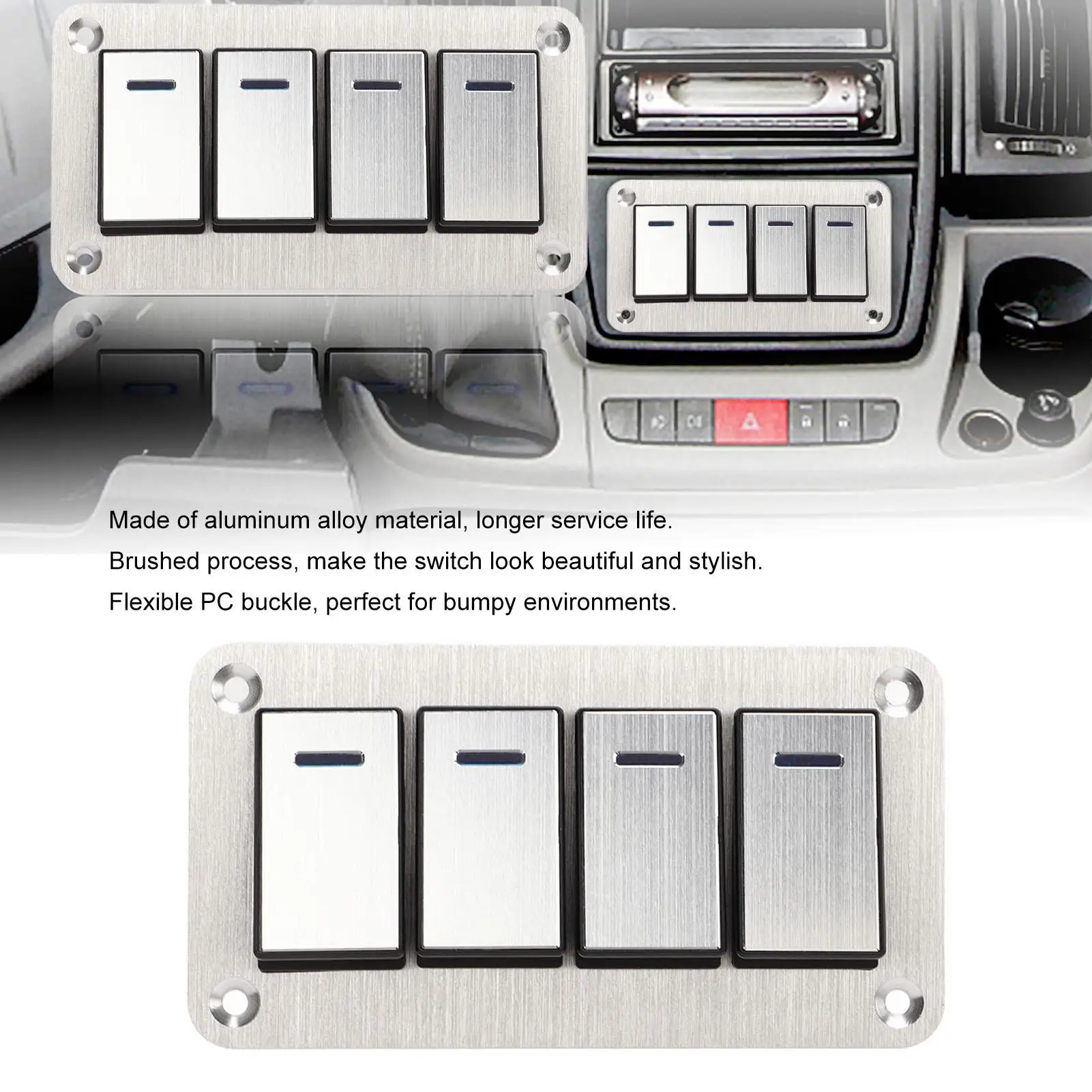 Painel interruptor impermeável para carro, DIY Adesivos, 5Pin