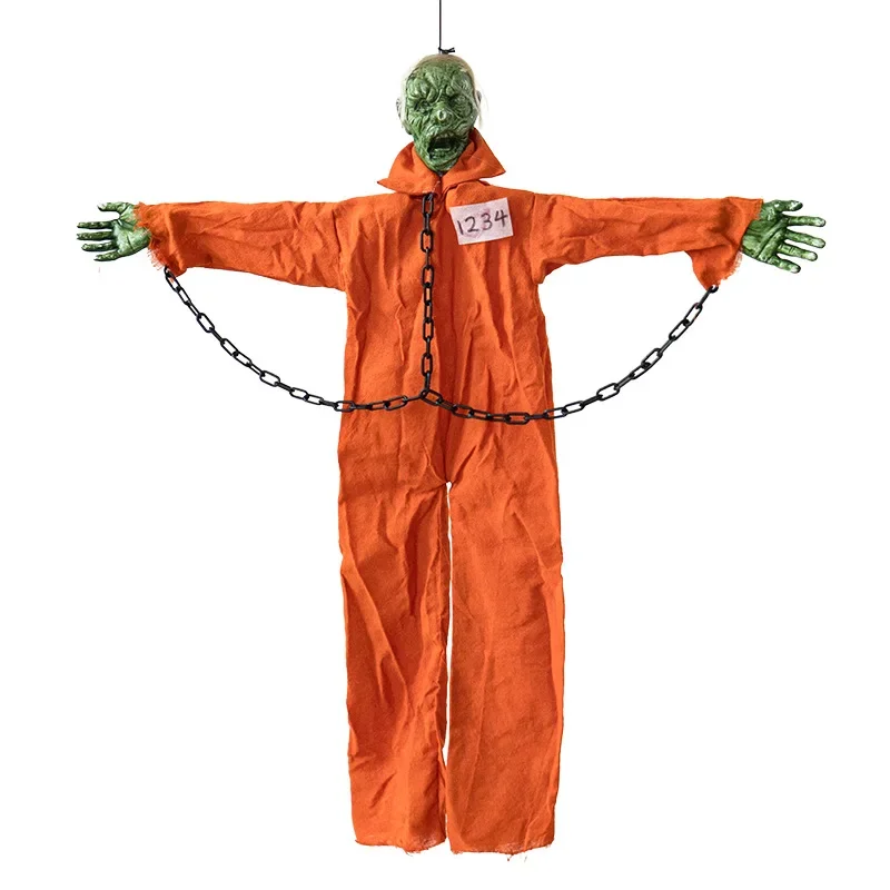 

Halloween decoration, hanging ghost uniform chain prisoner ghost electric induction voice control