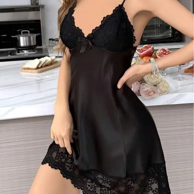Sexy Woman Nightgown  European/American Style Pajamas  Women's Short Summer Nightgown  Sexy Lace Lingerie   Sexy Dress  lingerie