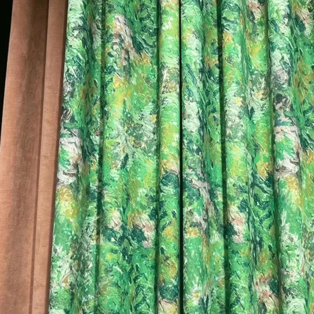 Curtains for Living Room Bedroom Luxury Villa French American Retro Style Abstract Oil Painting Bay Window Custom Made Drapes