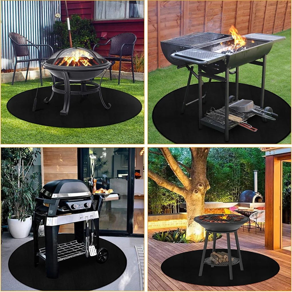 Fireproof mat double-sided black high-temperature outdoor fireproof kitchen oil mat 14/24/30in anti grassland camping mat