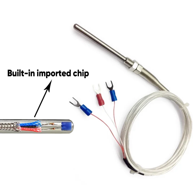 WZPT-03 PT100 M8 Threaded Type Probe Temperature Sensor Thermocouple with 1/2/3/5m Waterproof High Precision 3 Wire Cable