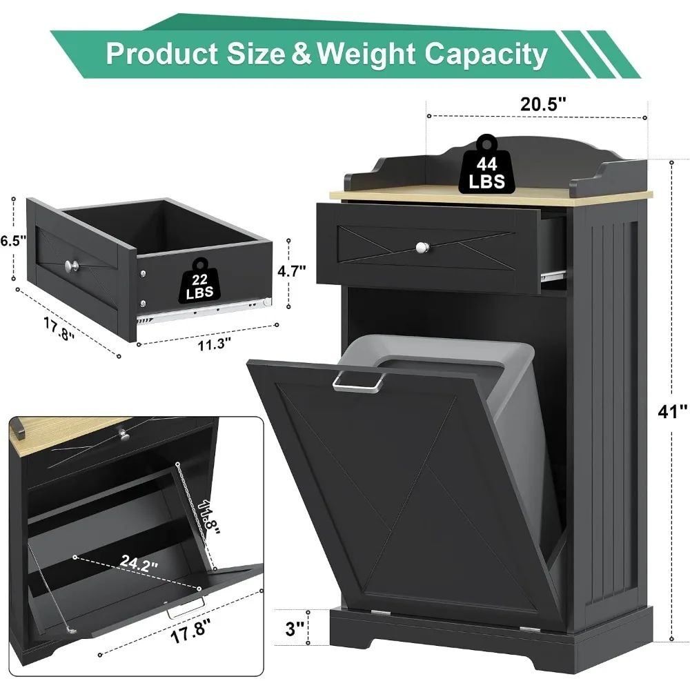kepptory Dog Feeding Station with Storage Drawer, Pet Organizers and Storage Adjustable Shelf, Dog Feeder Station, Pet Storage C