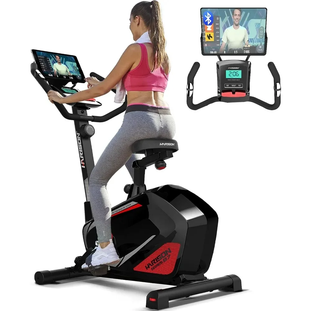 Magnetic Exericse Bike with Bluetooth, Upright Exercise Bike Stationary Bikes for Home 350 lbs Capacity