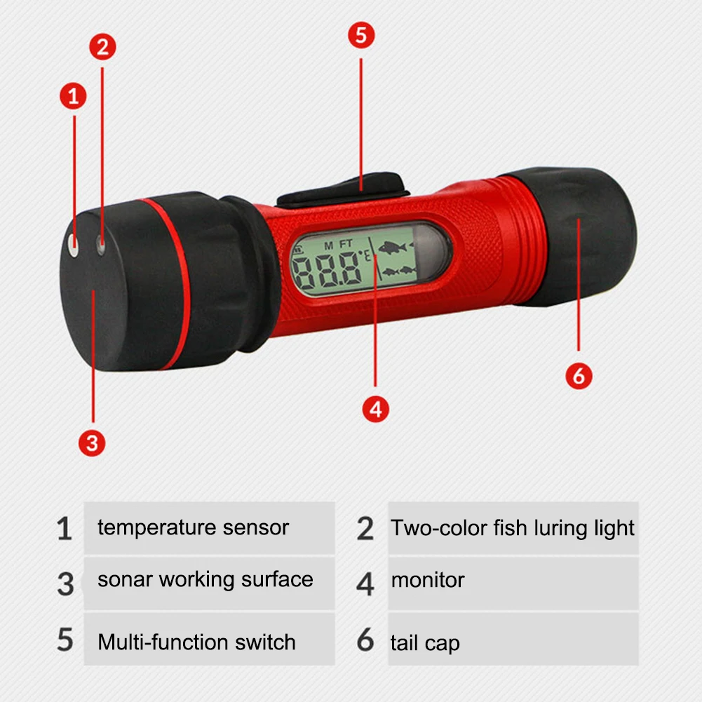 Wireless Sonar Ice Fishing Fishfinder With Underwater Light Handheld Fish Finder With 0.8-90m Detection Depth For Echo Sounder