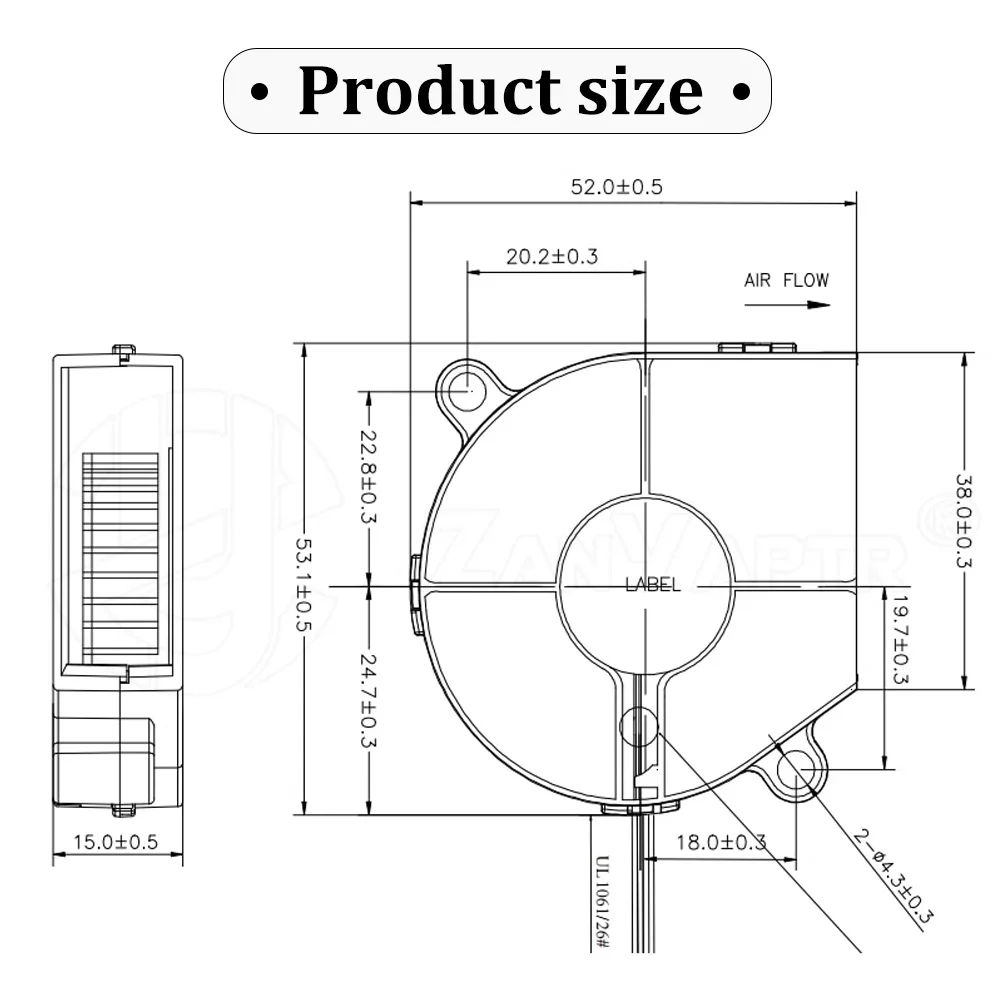 Cooling Fan For Bambu Lab X1 X1C P1 P1S Front Shell Component Cooling Drum Fan Model Double Ball Bearing High Speed 5015