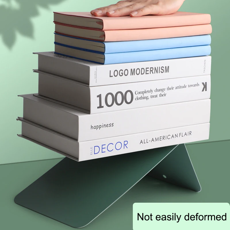 2Pcs Simple Metal Book Stand Desktop Non-slip Bookend Student Book Organizer Bookends Large Solid Color Books Storage Rack