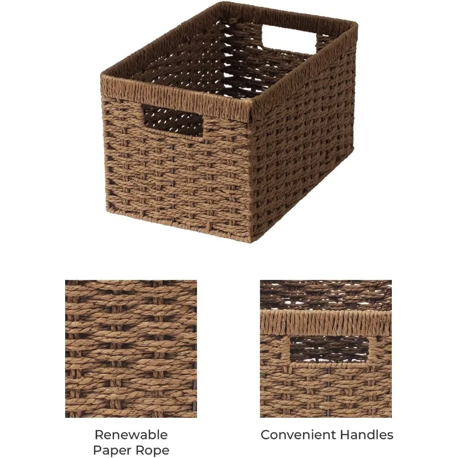 

Водонепроницаемые темно-коричневые корзины для хранения, плетеные органайзеры из 3 предметов для туалетного бака в ванной комнате и домашней организации