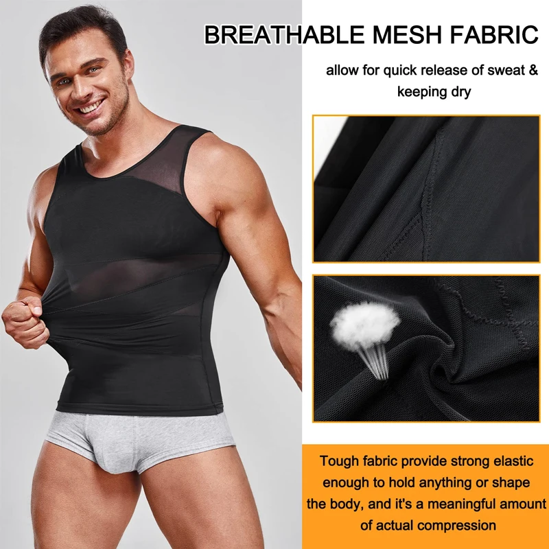 Men Body Toning Vest Slimming Body Shaper Corrective Posture Belly Control Compression Shirt Modeling Underwear Corset