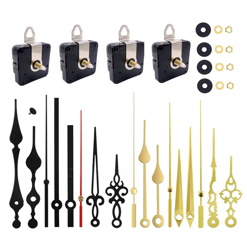 High-Quality 4 pcs of Mute Clock Movement + 6 sets of Needles for Hanging Wall Clock Reloj De Pared DIY Wall Watch Clockwork