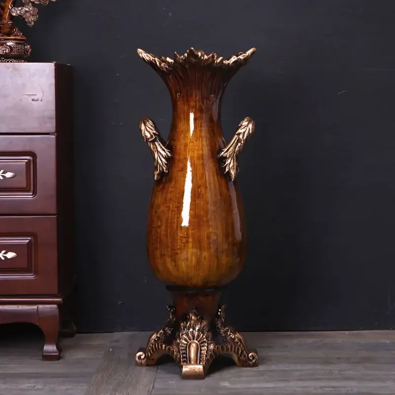 European creative floor-to-ceiling large vase hotel clubhouse living room dried flower arrangement ornament