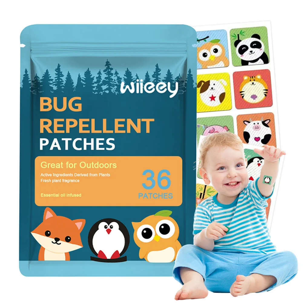 Paquete de 36 Parches Antimosquitos con Aceite Esencial de Citronela, Ingredientes a Base de Plantas para Niños