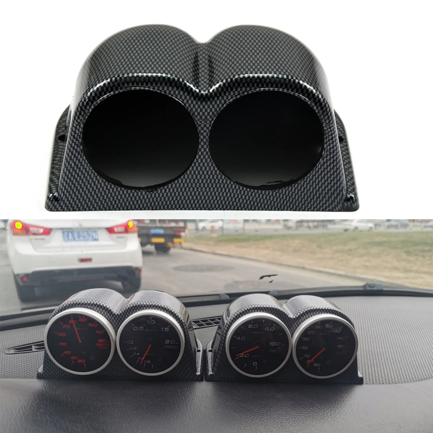 60mm Car Gauge Pod Universal Black/Carbon Single Double Triple Car Meters Holder for Left Right Drive Car for 60mm Gauges