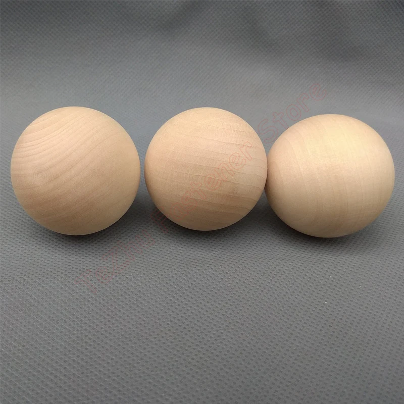 6mm-90mm Diameter Solid Wood Ball No Hole Natural Logs Handmade Wooden Round Beads DIY 6 8 10 12 15 18 20 25 30 35 40 45 50-90mm