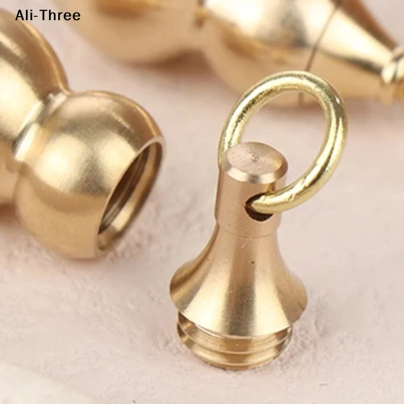 1Pcs Brass Gourd Pendant Irregular Jar Keychain Hanging Necklace Jewelry Waterproof Pill Box Medicine Case