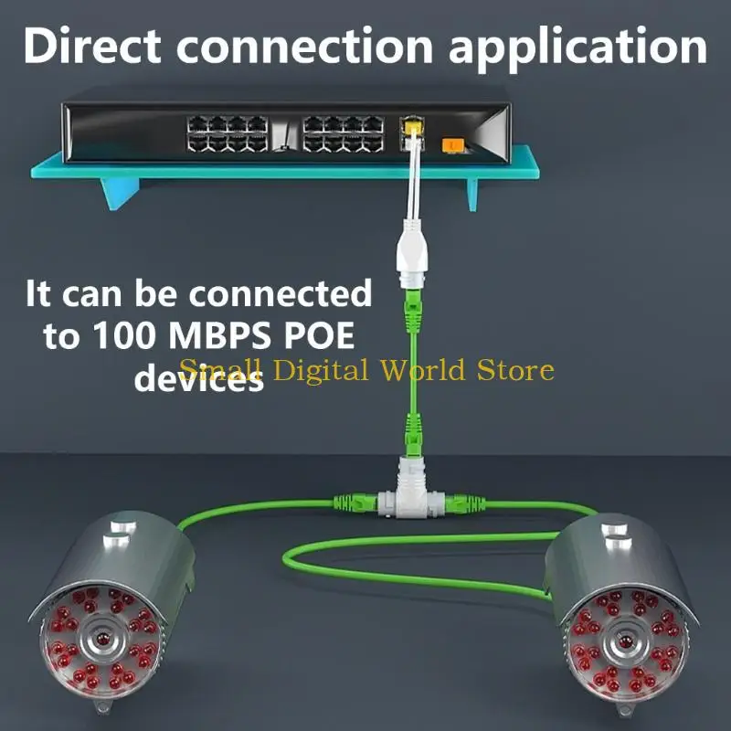 77UB Networking Cable POE Splitter, Simplify Cabling with 2Device Connection for Surveillances Systems Efficiency Boosters