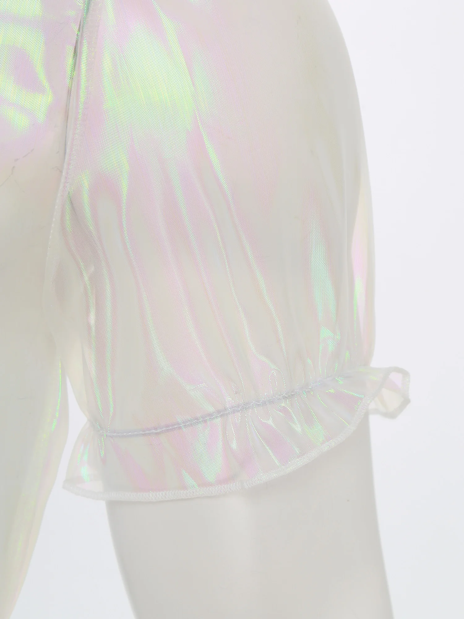 Mens ผู้ใหญ่ Organza Sissy Corssdresser ชุดแม่บ้านโปร่งใส Sheer น่ารักพัฟแขน Flare A-Line แม่บ้าน COSPLAY เครื่องแต่งกาย
