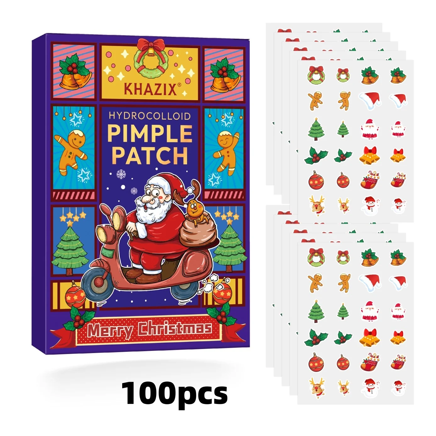 

Рождественские милые пластыри от прыщей, с мягкими и милыми рождественскими элементами, которые можно выглядеть красивым во время лечения прыщей во время Холлиды.
