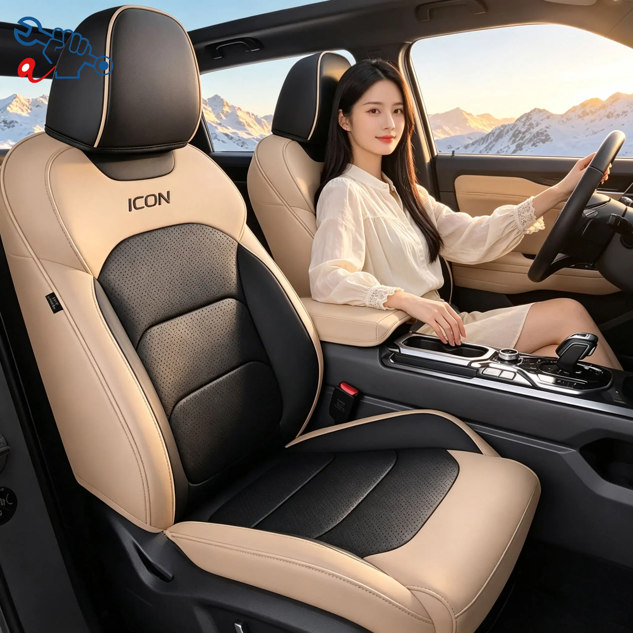 Left-Drive Car Seat Cover For Geely Icon 2022-2026 Custom Fit Full Surround Seat Cushions All Weather Protective Covers Car