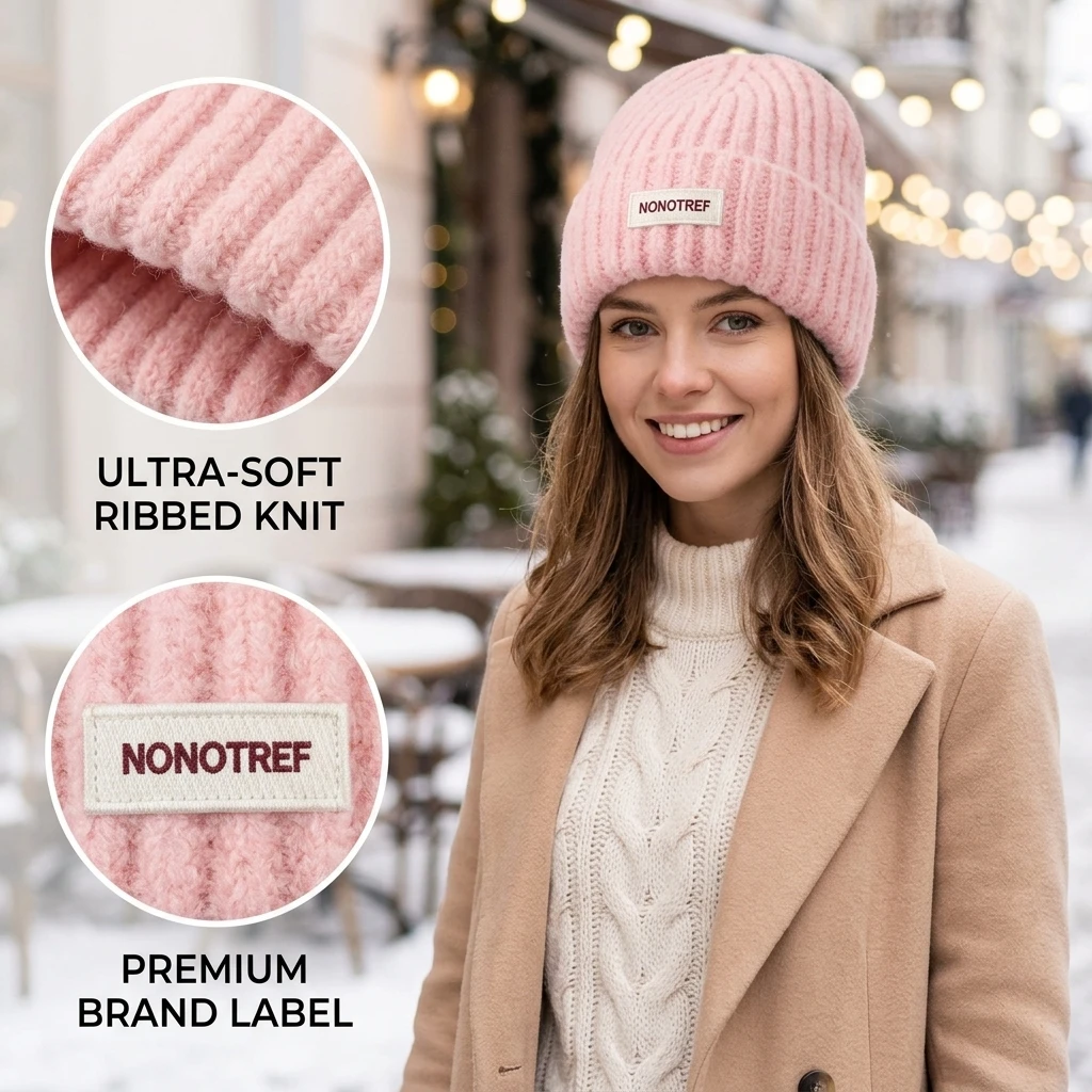 Winter Thick Warm Knitted Beanie Hat For Women Korean Soft Fluffy Cable Knit Skullies Cap Fashion Solid Female Cold Bonnet