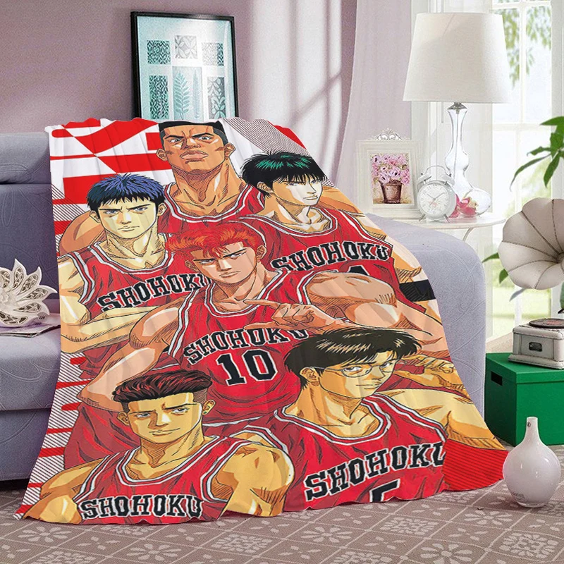 Digital Print Anime Blanket Sofa Winter Warm Slam Dunk King Size Knee Bed Fleece Camping Fluffy Soft Blankets Microfiber Bedding