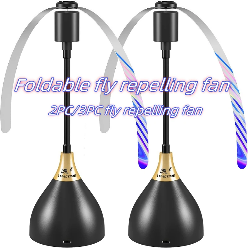 2/3 Stück Fliegenventilatoren für Tische, effektiver Fliegenschutzventilator, hält Fliegen weg, mit weichen Flügeln, USB-Picknick-BBQ-Party-Fliegenventilatoren – Detail 1