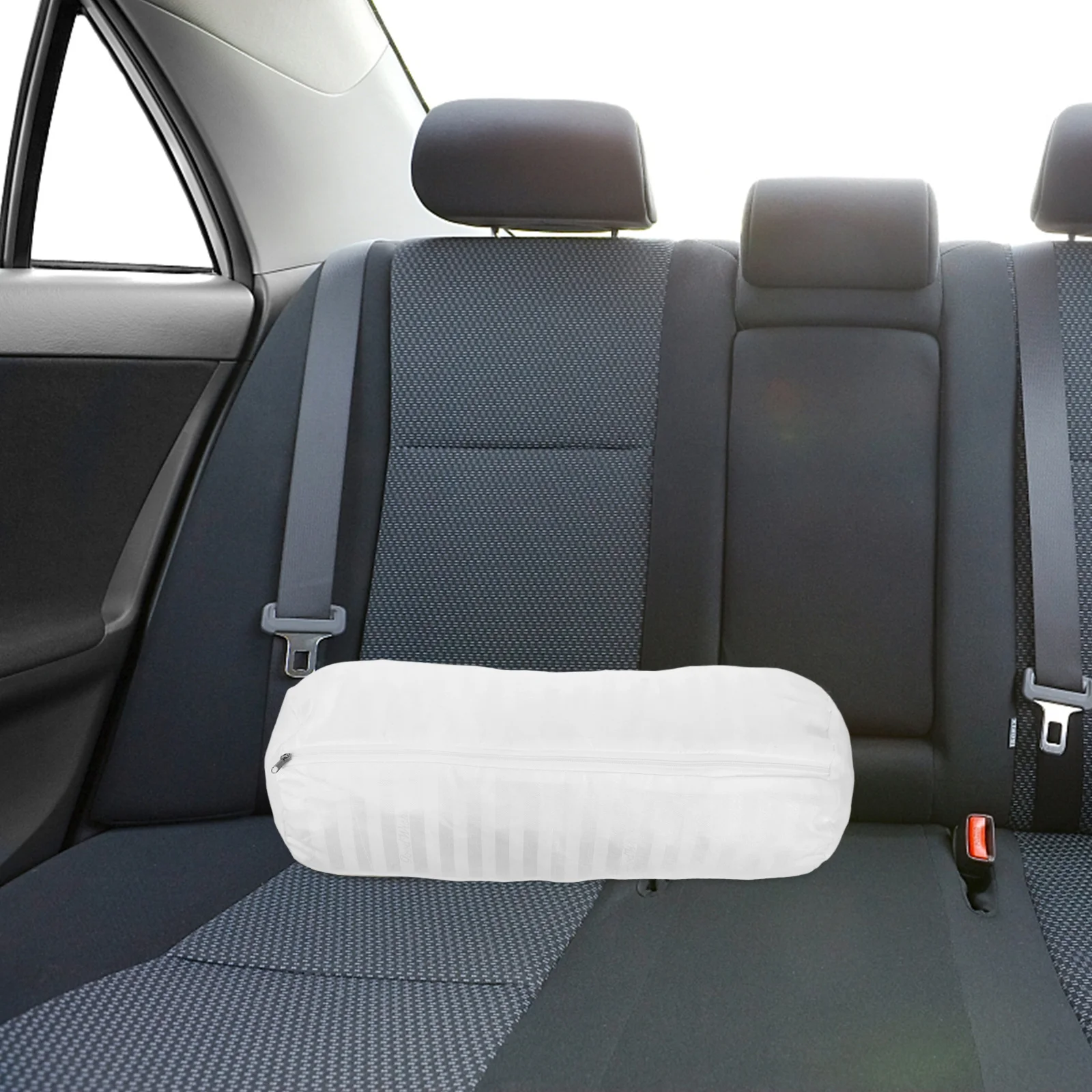 

White 18.6 Inch Removable Bolster Cover Cylinder Case Zipper Easy Cleaning Neck Pillow Liner Round Cushion Cover Sofa Bedroom