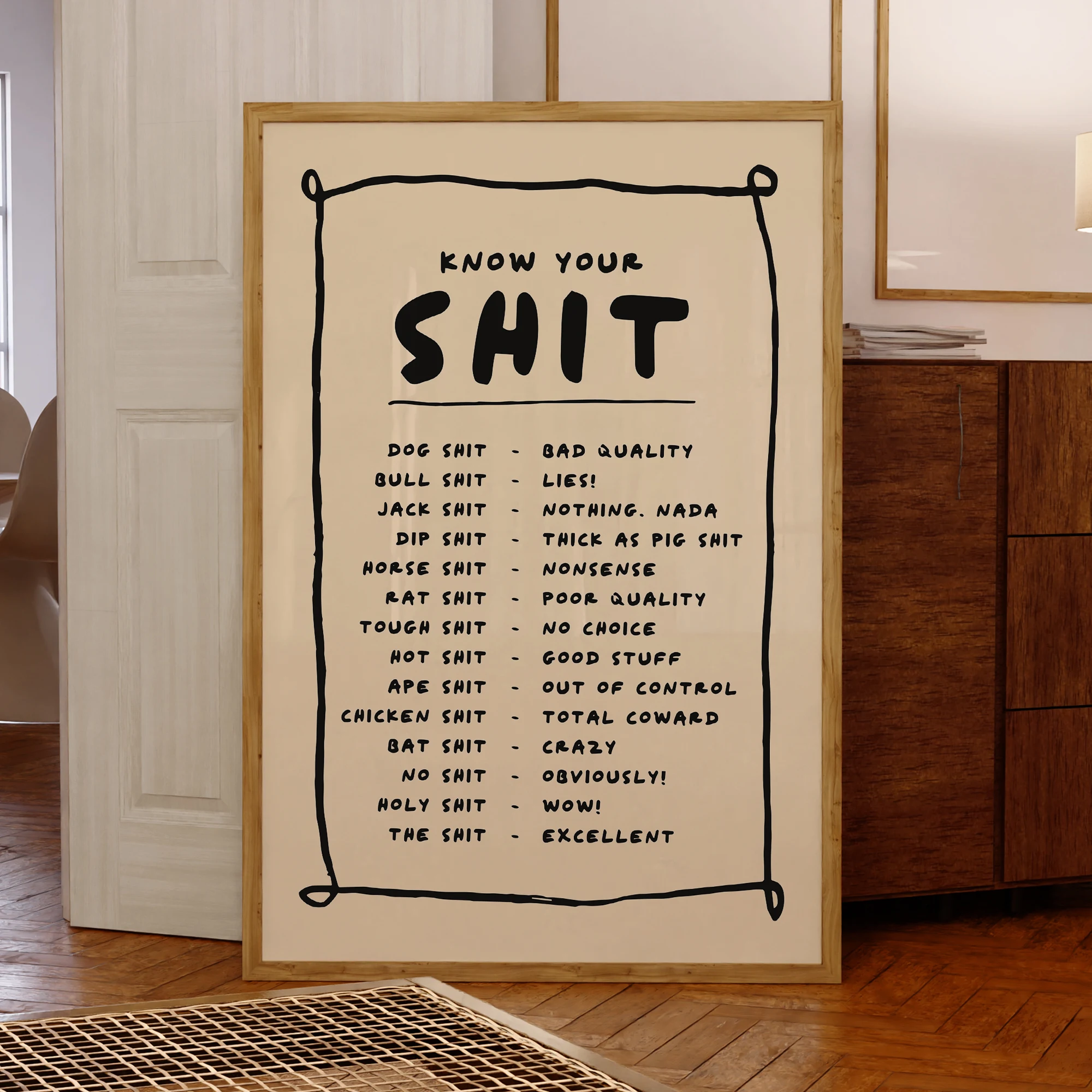 Modern Know Your Shit Minimalism Line Wall Art Prints Canvas Painting Poster Picture For Bedroom Living Room Home Decor
