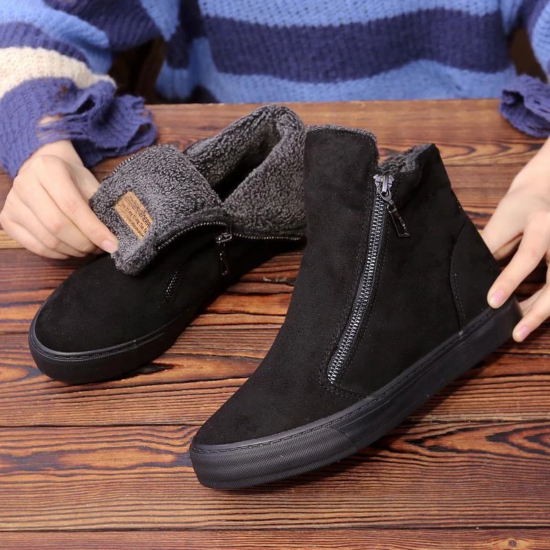 2024 Winter Snow Boots Women Winter Shoes Zip Warm Plush Cold Winter Fashion Flat Cotton Shoes Ladies Brand Ankle Botas Black