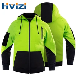 Winter Outdoor Softshell Jacket Zip Up Warm Fleece Hoodie Men Two Tone Sweatshirts Men Zipper Work Clothes Uniform