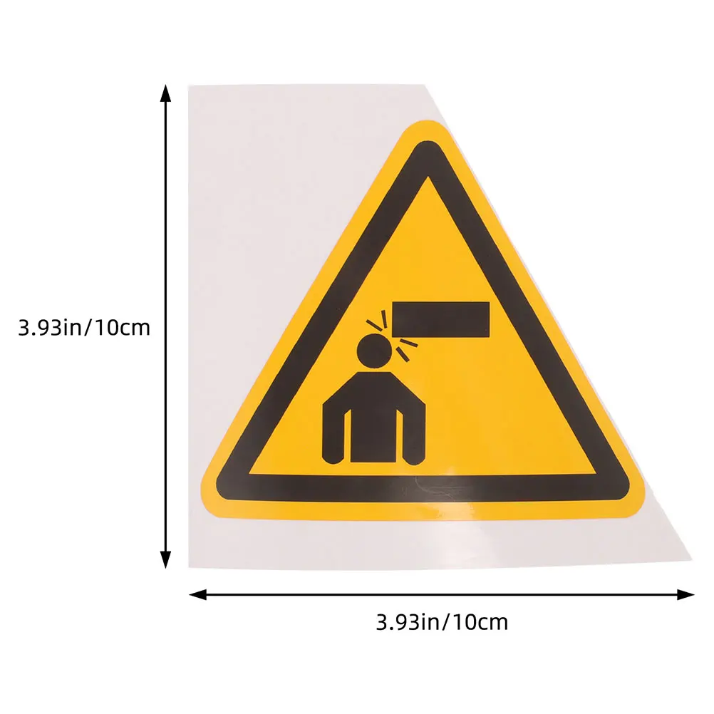 4pcs Watch Your Head Safety Sign Stickers Triangle Warning Decals Self-Adhesive Caution Signs Industrial Workshop Stair Door