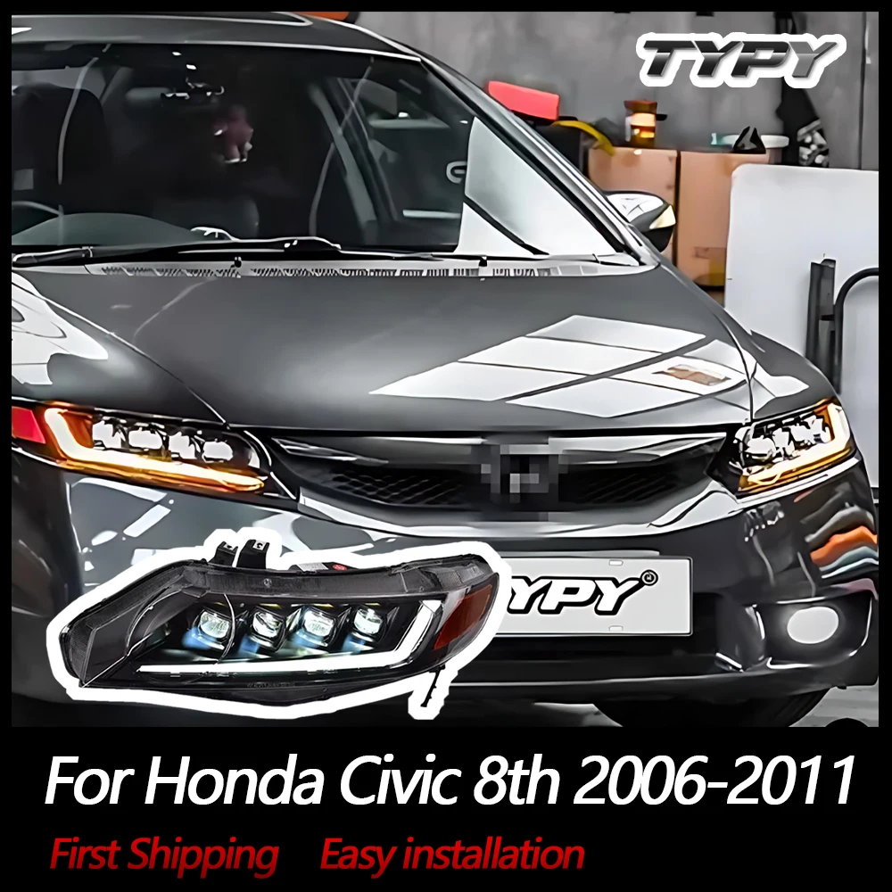 

TYPY Car Lights For Honda Civic 8th Headlight 2006-2011 LED Projetor head Lamp Daytime Running Light Automotive Accessories