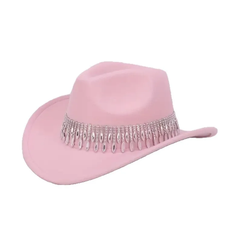 HongLuan Western Cowboy Hat Strass Homme - Vintage Cowboy Accessoires & Country Cowgirl Chapeaux pour Dames Adultes Femme