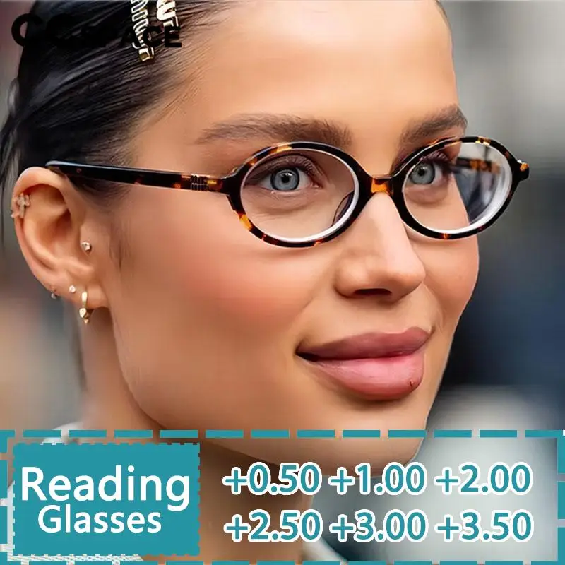 R57474 Oval Vintage Opticla Reading Glasses Women Small Size Anti Blue Light Computer Eyeglass Retro Prescription Spectacels