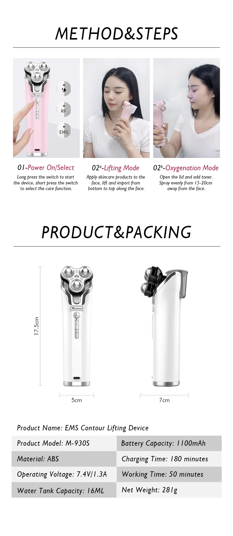 إزالة التجاعيد المضادة للشيخوخة 3d مكركرنت Ems أداة تجميل الوجه تدليك / مكركرنت جهاز الوجه #5