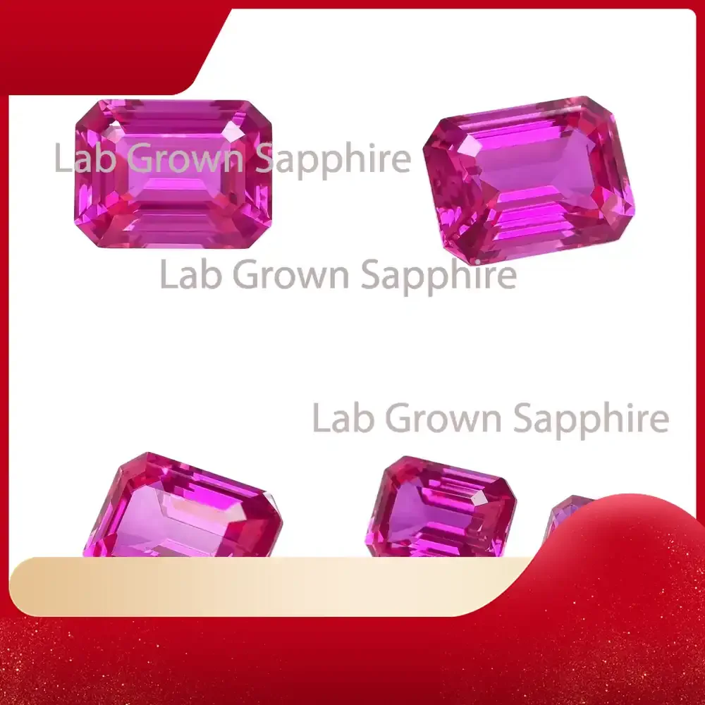 

Лабораторно выращенный сапфир для изготовления ювелирных изделий оптом, изумрудная огранка, ярко-розовый, VVS1, лабораторно созданный сапфир, свободный камень для DIY