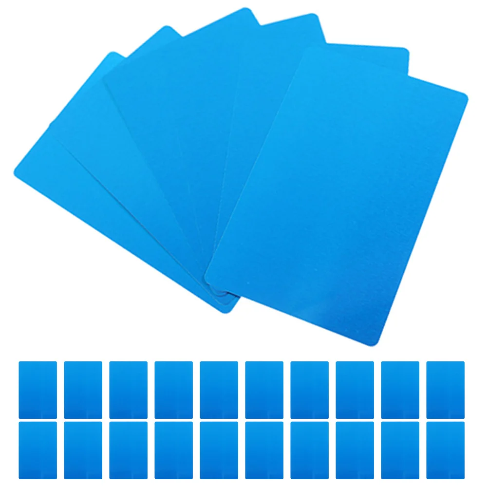 100 Uds. Tarjeta de visita de Metal en blanco, espacios en blanco de aleación de aluminio, tarjetas de nombre grabadas DIY, tarjeta de visita de Metal de superficie lisa