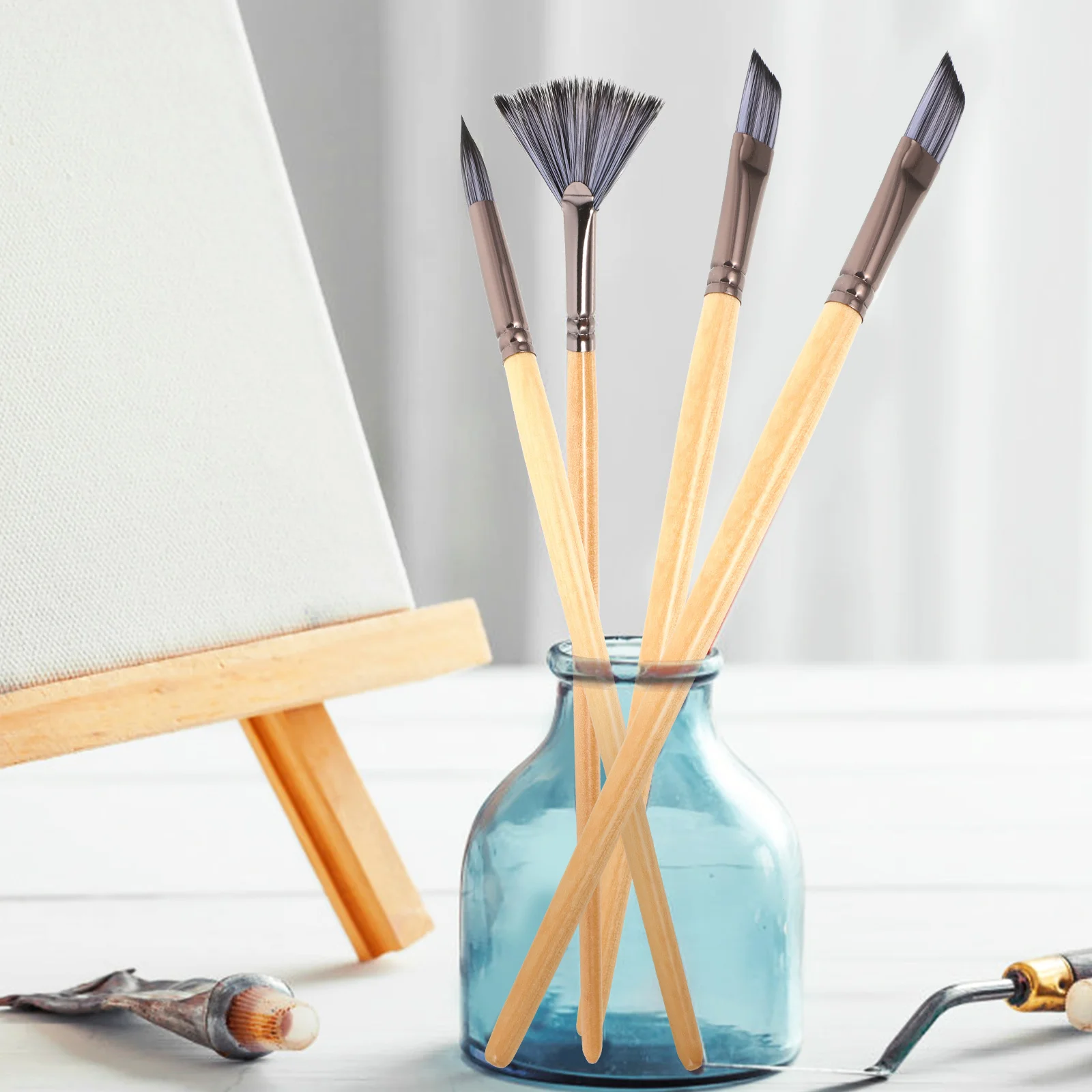 Zestaw pędzli malarskich, pędzle artystyczne do farb olejnych, akwareli i akrylowych, dla profesjonalistów i początkujących, do rysowania i malowania.